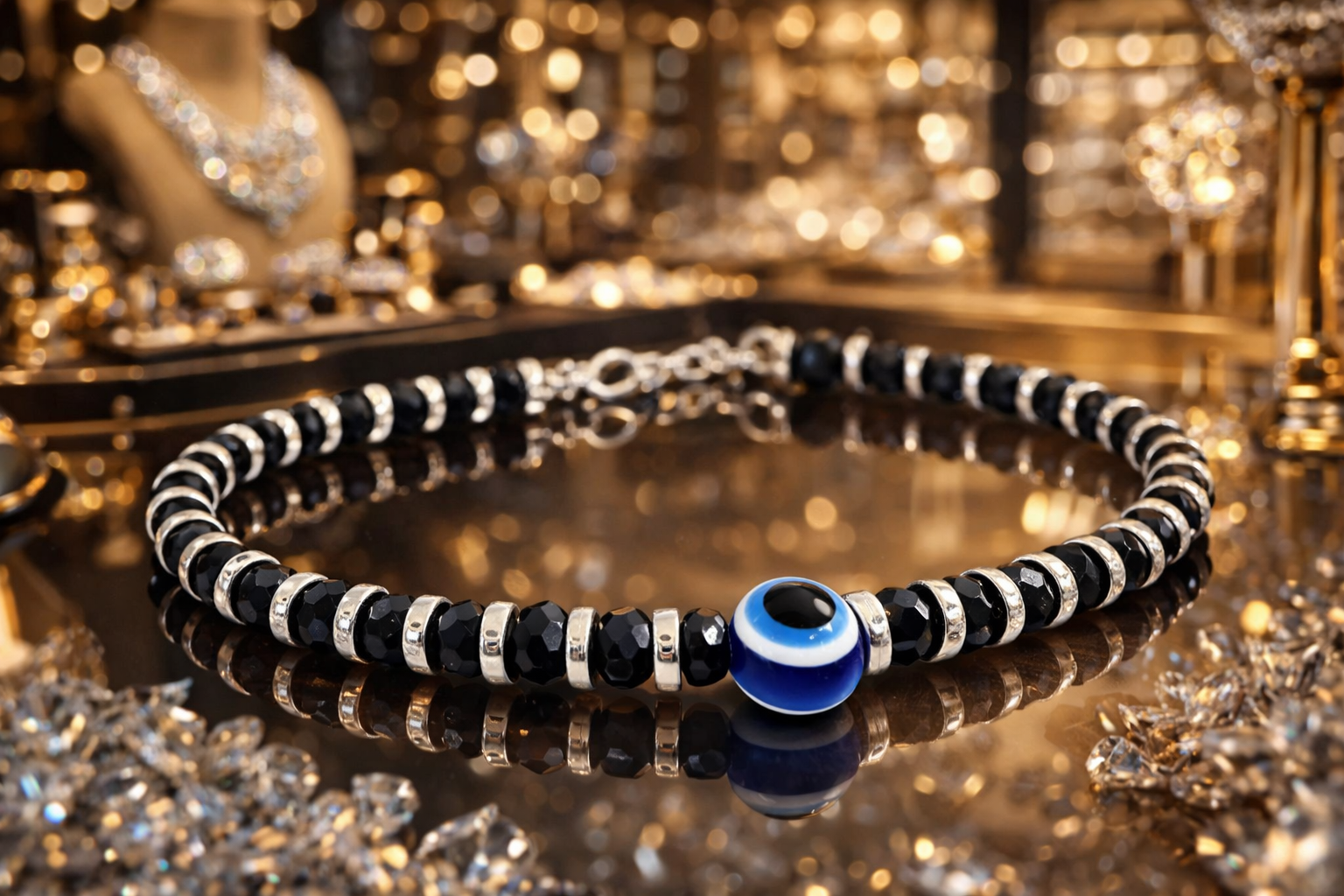 Zolvia Evil Eye Bracelet for Men & Women | Unisex Black Beads | Buy 1 Get 1 Free