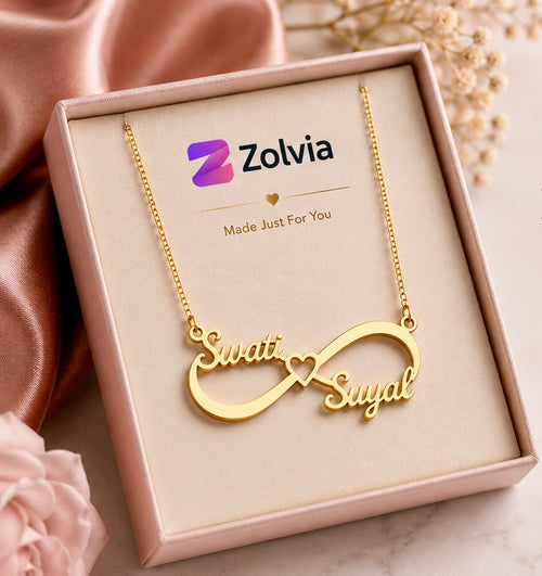 Customised Infinity Name Locket For Couples | Premium Gold Finish Necklace