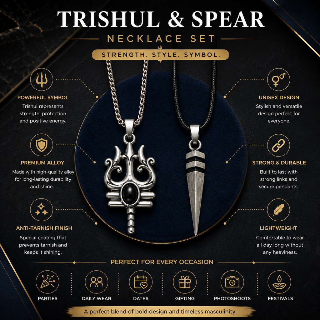 Trishul & Spear Premium Necklace Set For Men And Women 🔱