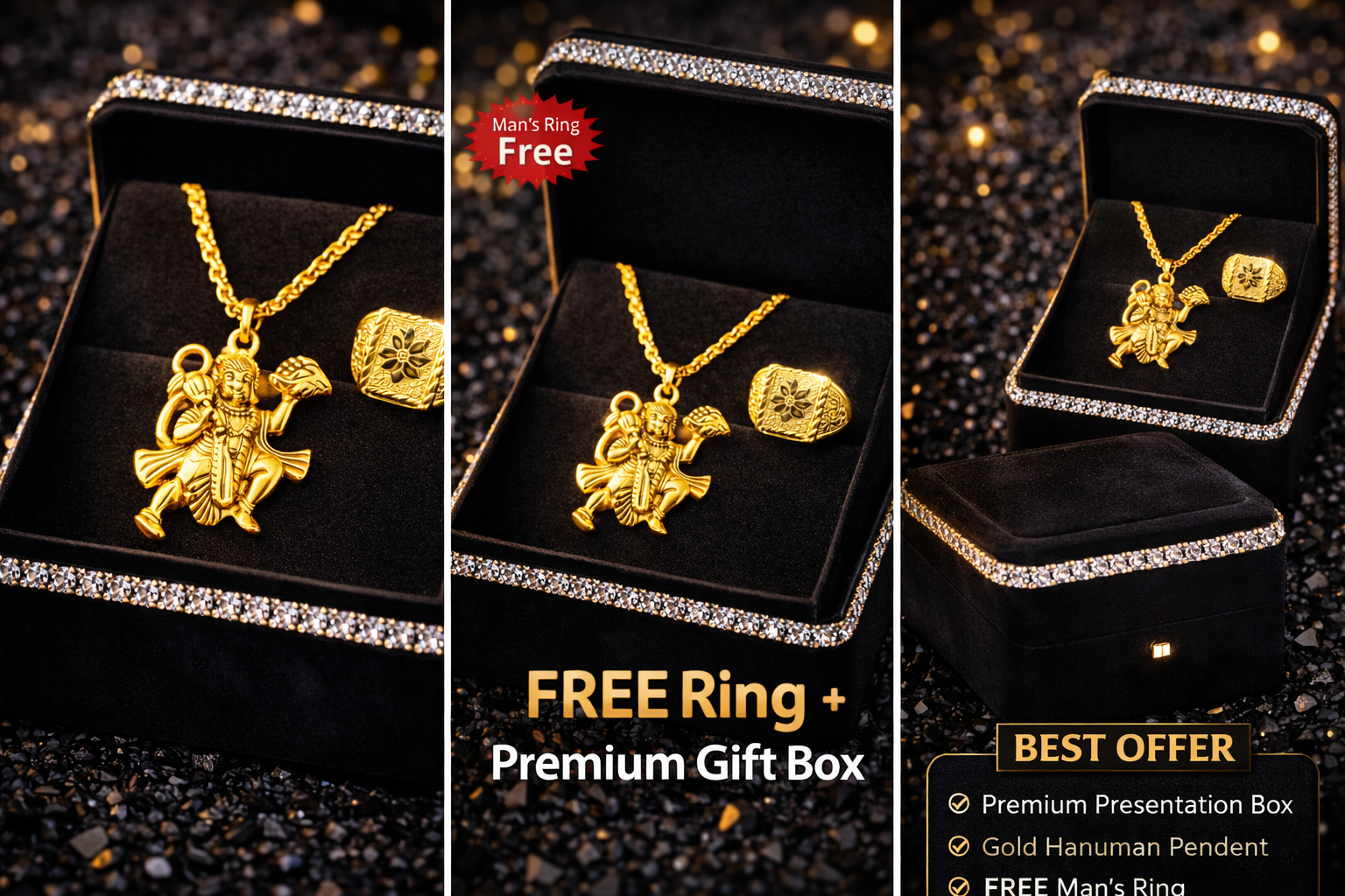 Premium Hanuman Pendant + FREE Ring | Luxury Gift Box