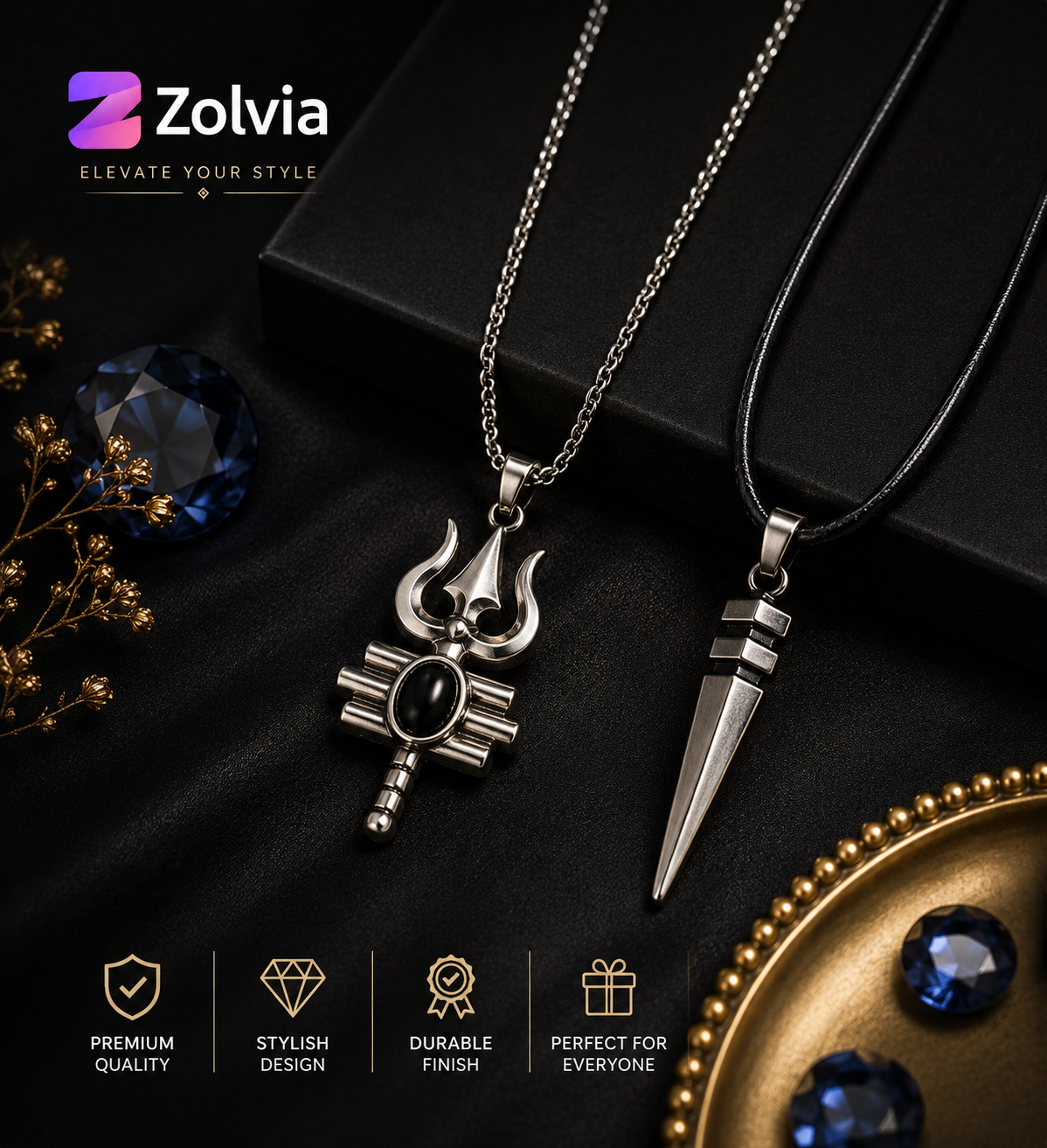 Trishul & Spear Premium Necklace Set For Men And Women 🔱