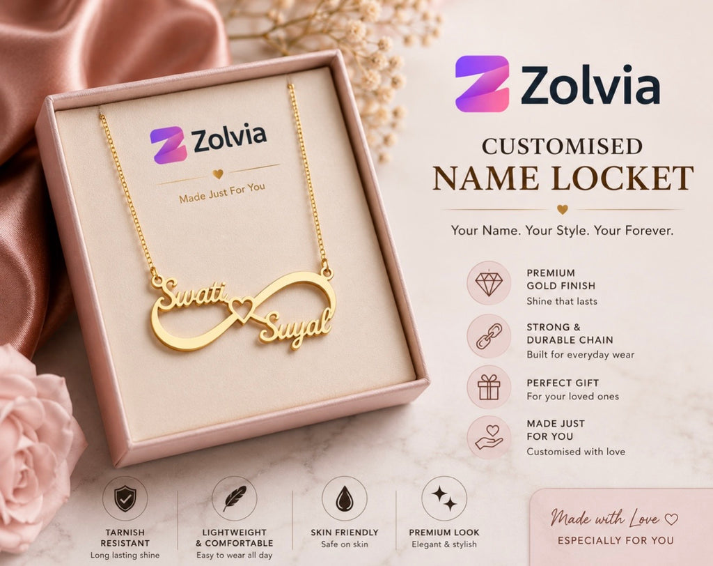 Customised Infinity Name Locket For Couples | Premium Gold Finish Necklace
