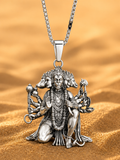Panchmukhi Hanuman Pendant Necklace for Men | Premium Silver Finish Chain | Stylish Spiritual Jewelry | Zolvia