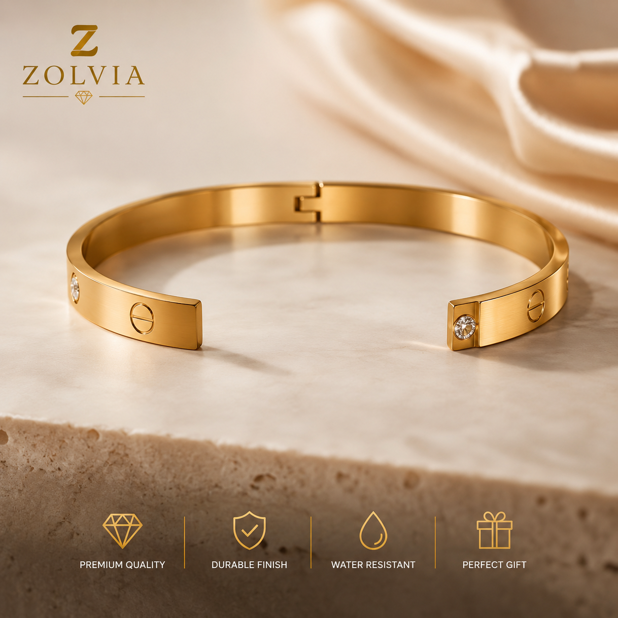 Zolvia Luxury Gold Bracelet Gift Box | Includes Free Love Note
