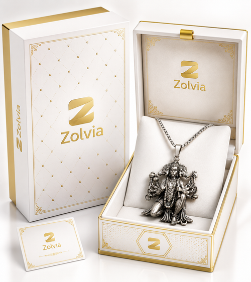 Panchmukhi Hanuman Pendant Necklace for Men | Premium Silver Finish Chain | Stylish Spiritual Jewelry | Zolvia