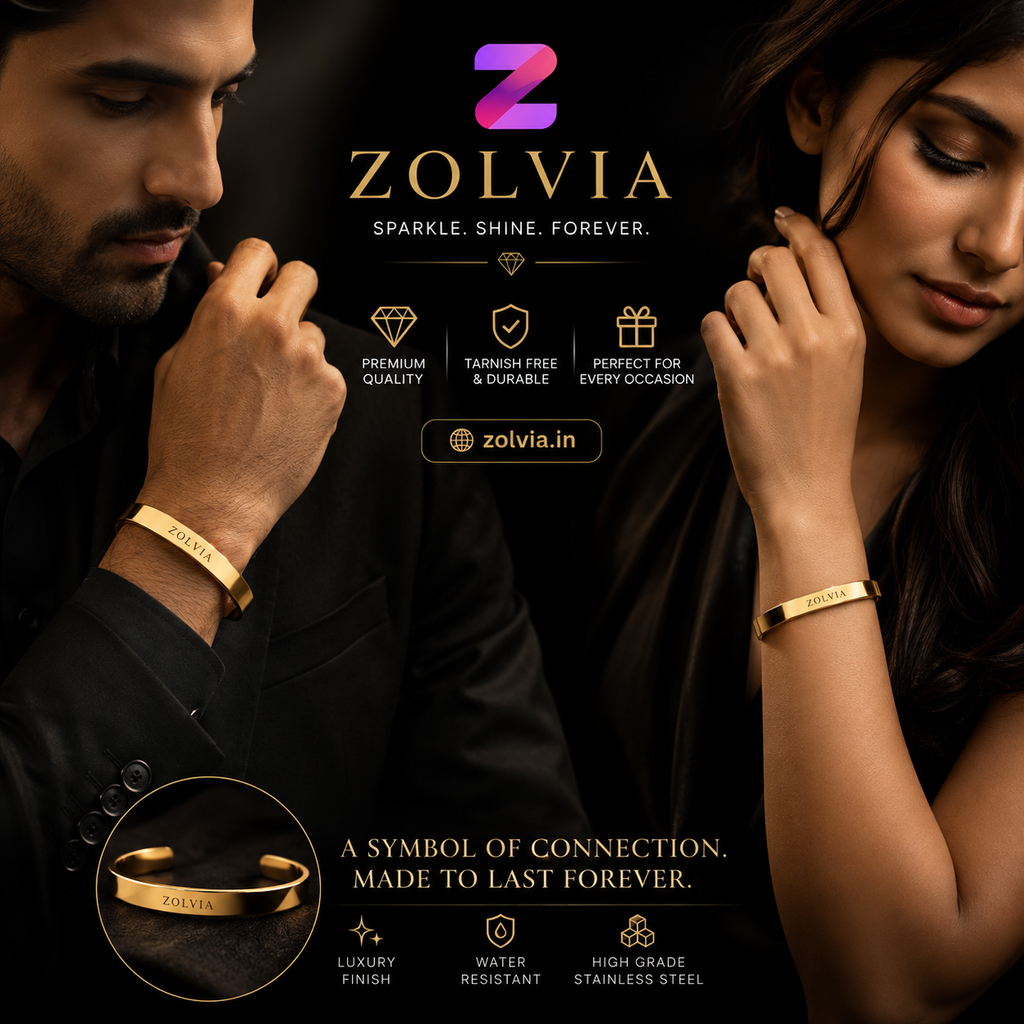 Zolvia Customize Cuff Bracelet | Premium Personalized Gold Bracelet for Men & Women