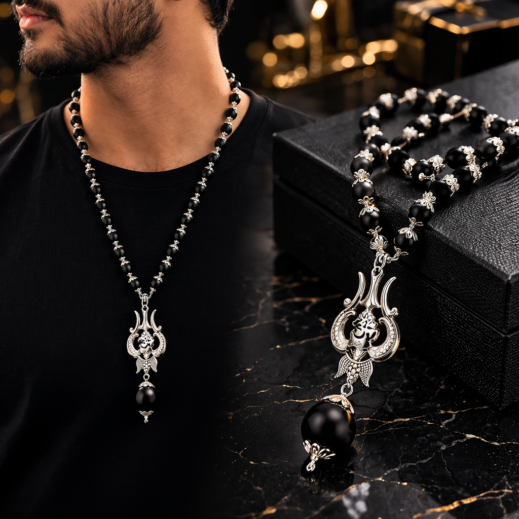 Zolavia Shiv Trishool Mala 🔱 – Spiritual Protection Necklace