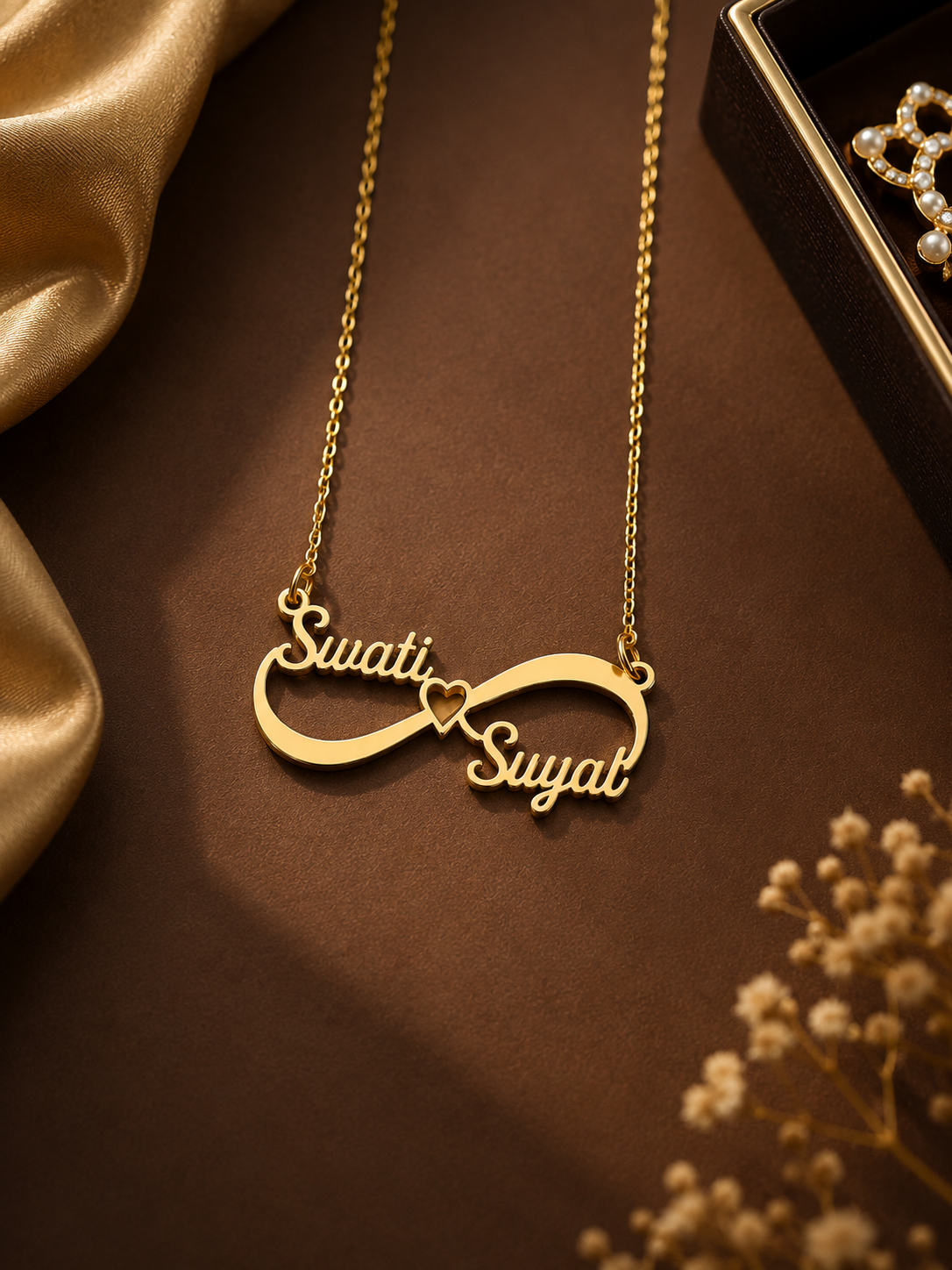 Customised Infinity Name Locket For Couples | Premium Gold Finish Necklace