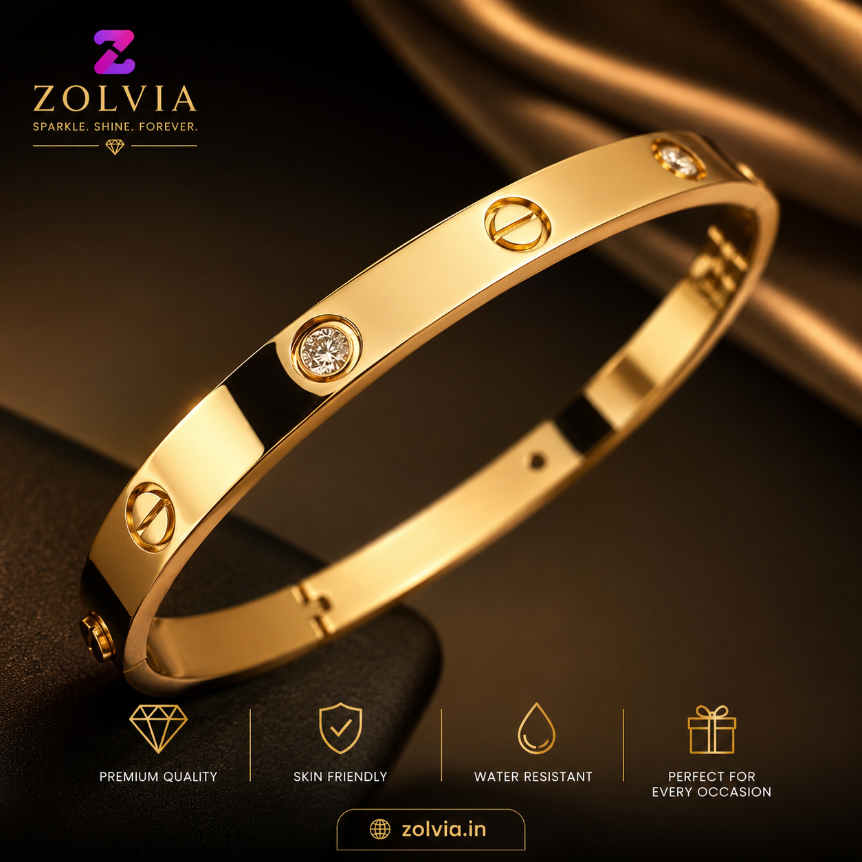 Zolvia Luxury Gold Bracelet Gift Box | Includes Free Love Note